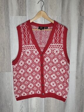 Vintage Jenny Buchanan Wool Blend Sweater Vest Button Front Knit Grandma Cottage